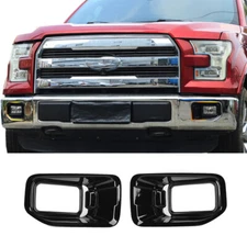 Black Front Bumper Fog Light Lamp Cover Trim Bezels For Ford F150 XLT 15-20 ABS