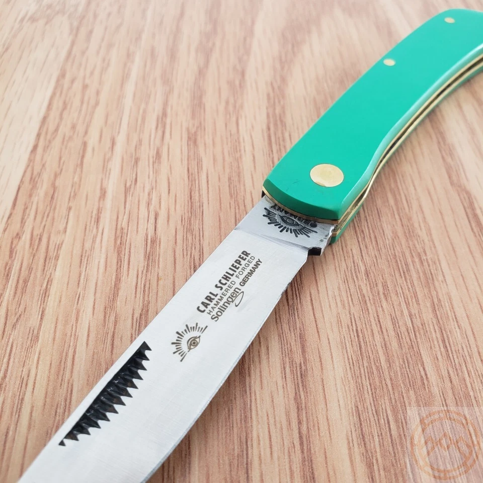 German Eye Clodbuster Jr Folding Knife Stainless Steel Blade Green Synthetic - Image 4 of 4