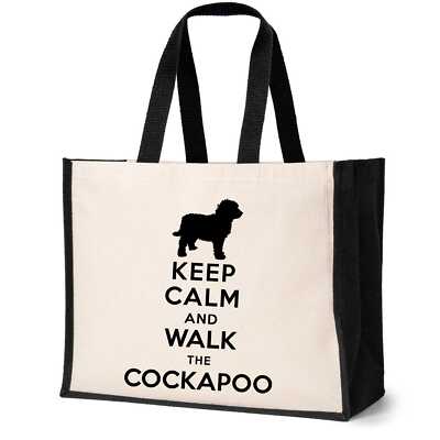 Keep Calm & Walk The Cockapoo Beuteltasche Tasche Hundeliebhaber Damen Canvas Shopper