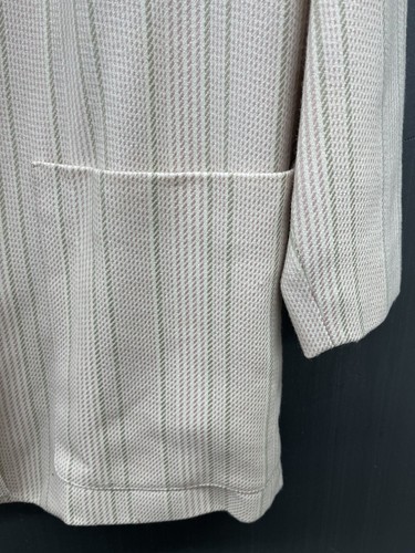 Vtg 80s 90s Blazer Women 8 Pink Taupe Striped Wool Long Line Jacket Preppy - Picture 5 of 12
