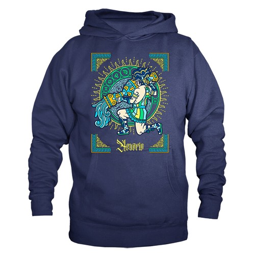 Sudadera con capucha gráfica astrológica horóscopo signo zodiacal Acuario Acuario - Imagen 8 de 10