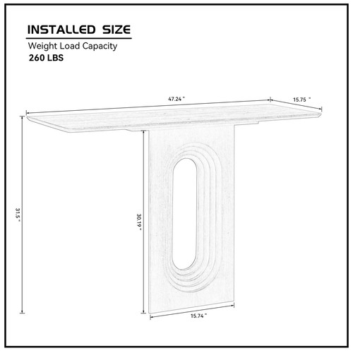 Length 47.24 Inch Entryway Table for Living Room,Narrow Console Table with Uniq - Picture 7 of 7
