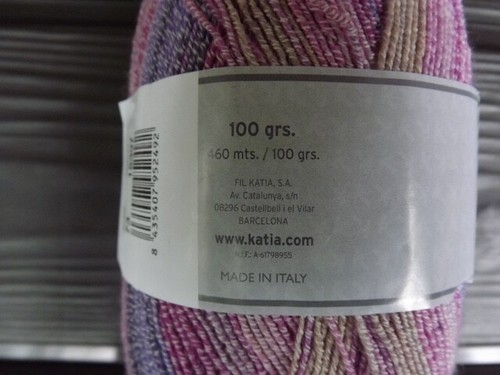 Katia Bombay II, cotton blend sock yarn, 1 ball, 100 gr. 460m/506 yds., NEW - Picture 2 of 2