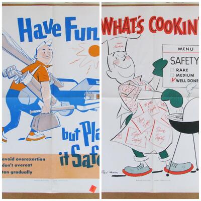 Vintage 1960s National Safety Council Pair Original Vacation