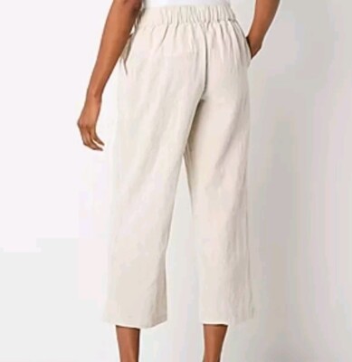 Liz Claiborne Pant Linen Blend Mid Rise Wide Leg Pull On