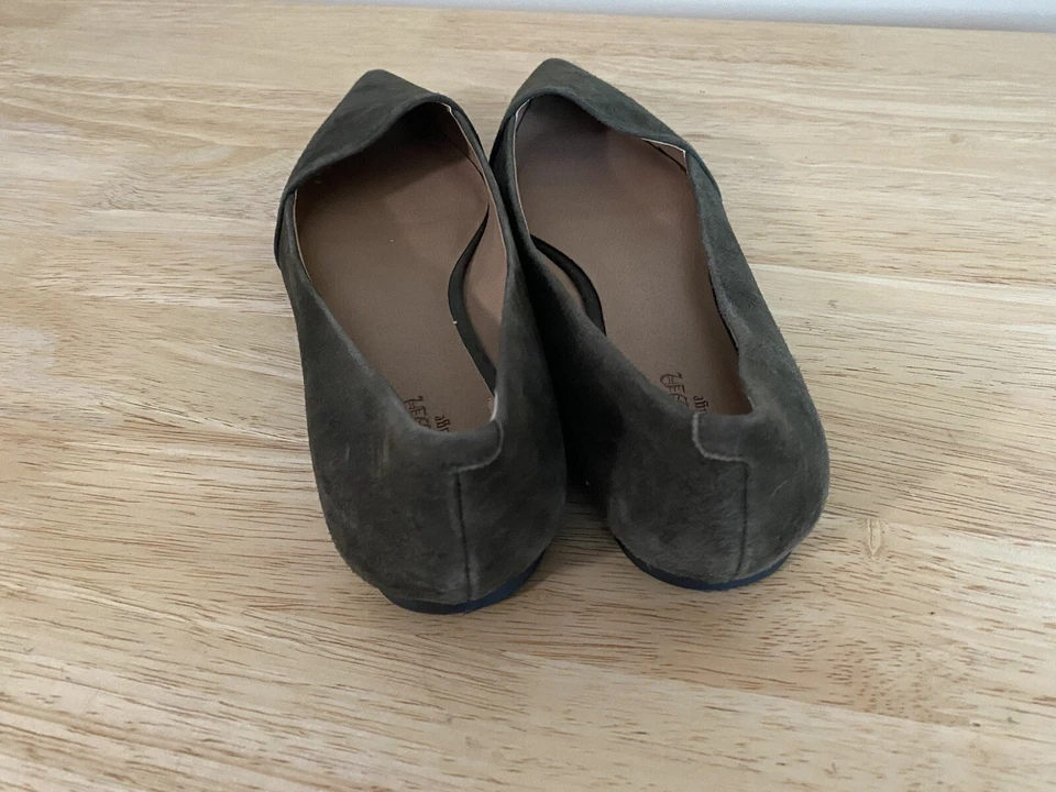 Crown Vintage Ballet Pisos 7.5 Gamuza Verde Puntera Punta Foto 3 de 4