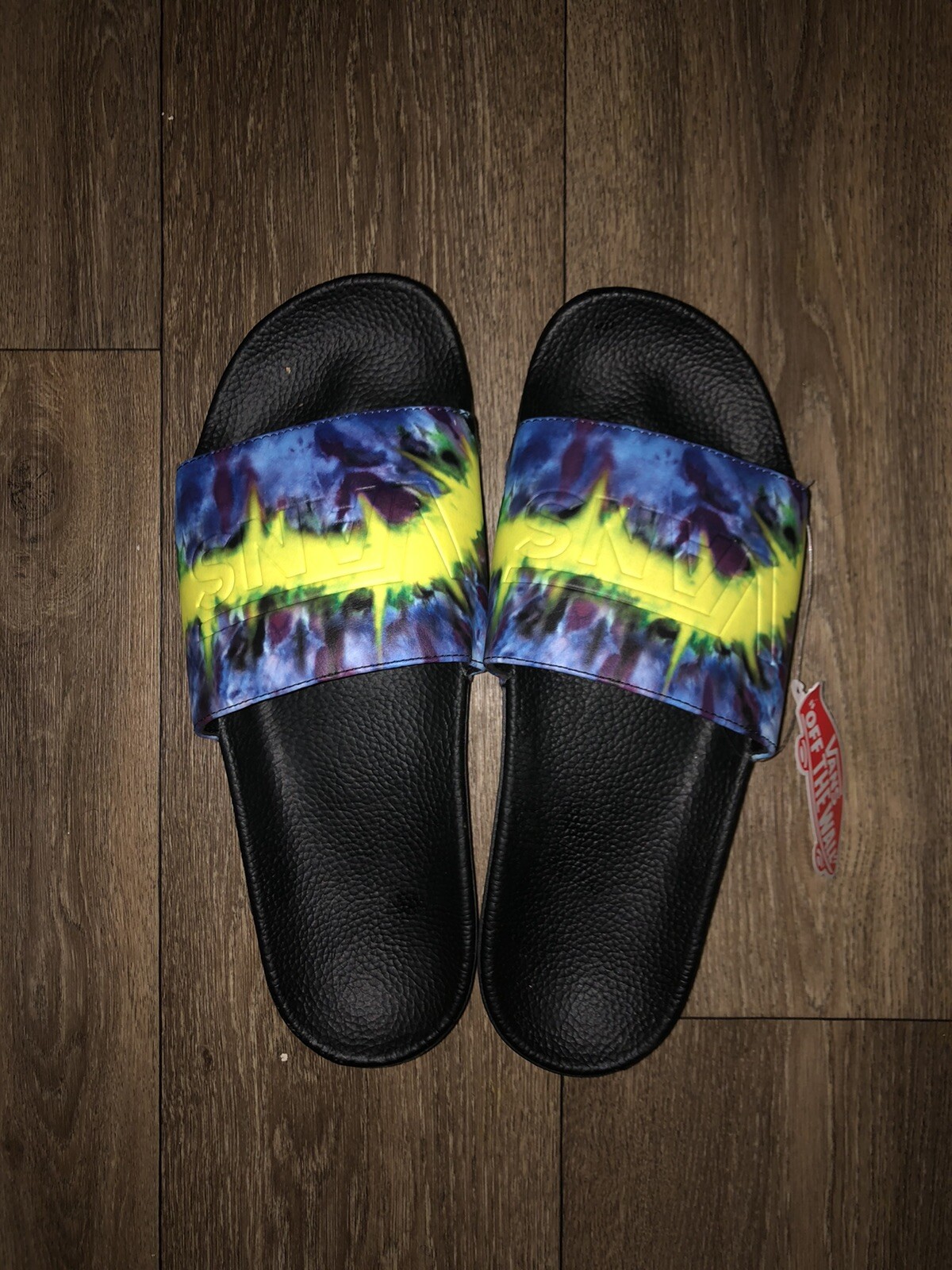 vans tie dye slides