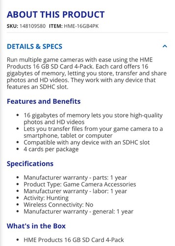 HME SDHC 16gb Memory Card 4-pack - NEW Open Box Free Shipping - Picture 5 of 6