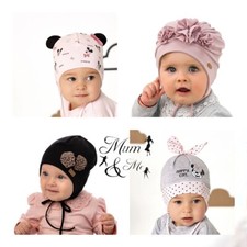 Baby Girls Hat Toddler Tie Up Beanie Cotton Kids Lace Up Cap Stretchy Strings