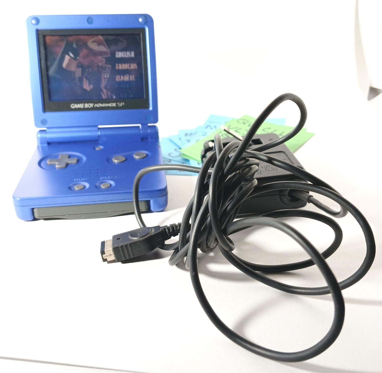 2002 Nintendo Game Boy Advance SP Console - Cobalt Blue & Batman Rise of Sin Tzu