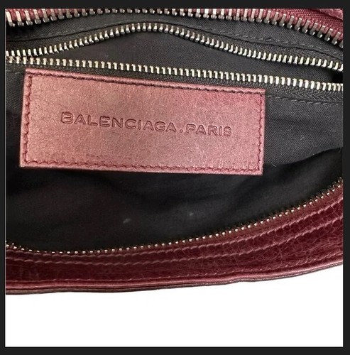 Balenciaga City distressed leather shoulder bag DARK RED/MAROON/CRANBERRY color - Picture 14 of 20