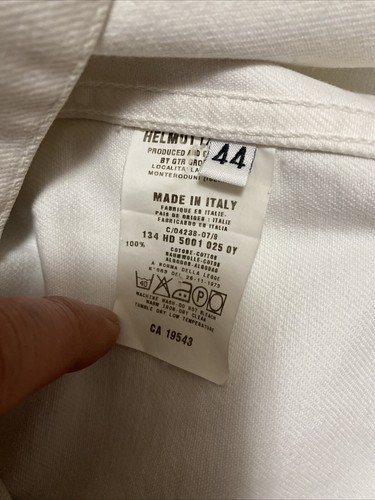 Helmut Lang Vintage White Denim Trucker Jacket Women’s Size 44 Made in Italy - Imagen 9 de 13