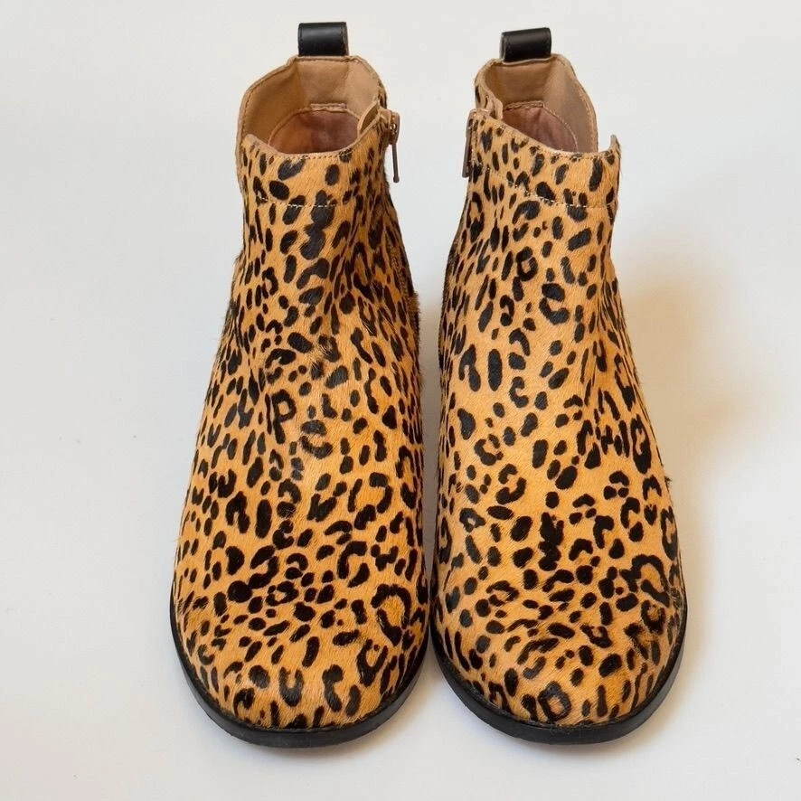 VIONIC Shoes Clara Leopard Print Calf Hair Leather Chelsea Bootie Women s 11M