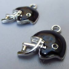 Football Helmet Wholesale Silver Plated Enamel Charms C5674 - 2, 5 Or 10PCs