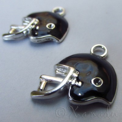 Football Helmet Wholesale Silver Plated Enamel Charms C5674 2, Or 10PCs 