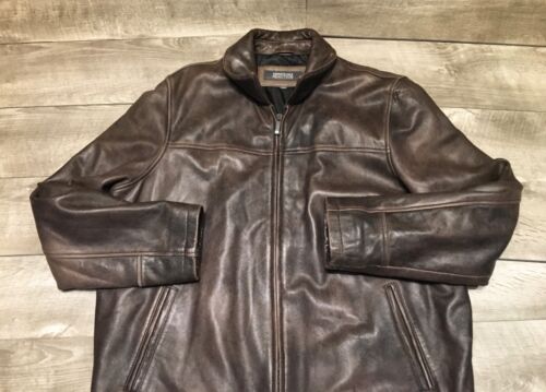 Mens Kenneth Cole Reaction Leather Car Motorcycle Riding Coat Jacket Size XL - Picture 2 of 13