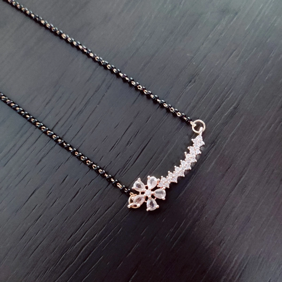 Indian Rose Gold Plated Mangalsutra Women Jewelry CZ Necklace