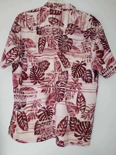 Tommy Bahama 100% Seide Hawaii Camp Hemd Herren XL Burgund-Rot Tropische Blätter - Bild 9 von 9