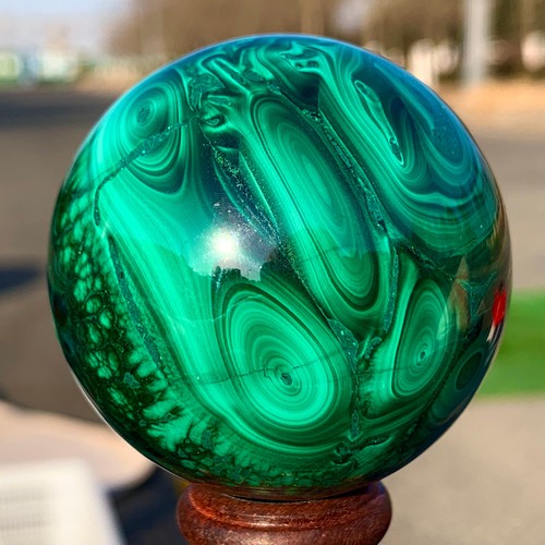 256GRare Natural Malachite quartz hand Carved ball Crystal Healing - Picture 15 of 24