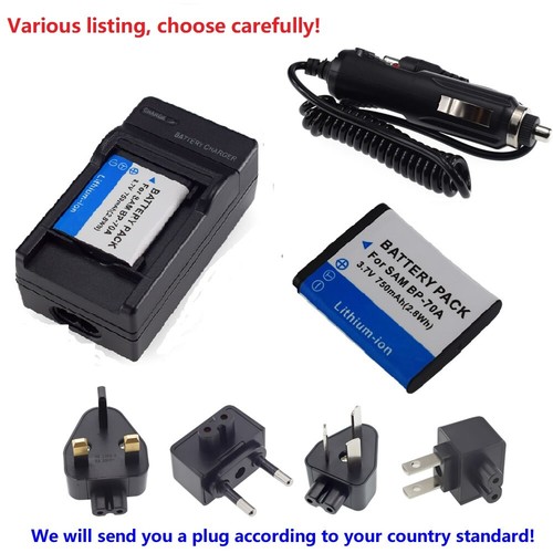 Camera battery or charger For Samsung BP70A SL50 ES65 ES70 PL20 PL80 PL100 WB50F - Picture 2 of 29