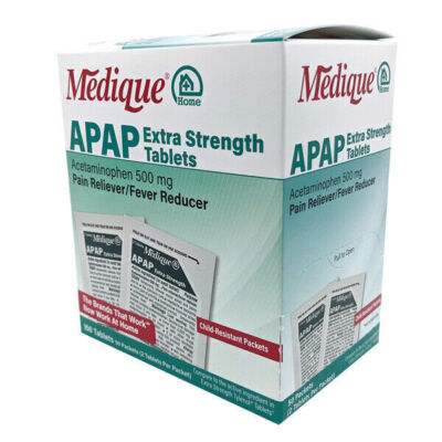 Medique APAP Pain Relief Extra Strength Packets 100 Per Box - 2 Boxes