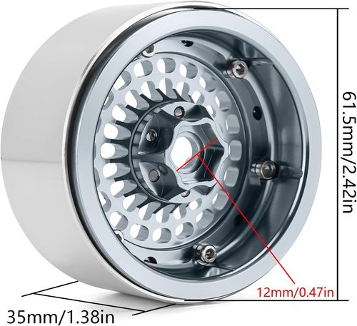 2.2" Beadlock Wheel - Offset -10Mm Aluminum Turbine Rim for SCX10 TRX4 VS4-10 Ge - Picture 3 of 12