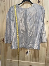 Chicos linen zip up Gold metallic fabric jacket size one