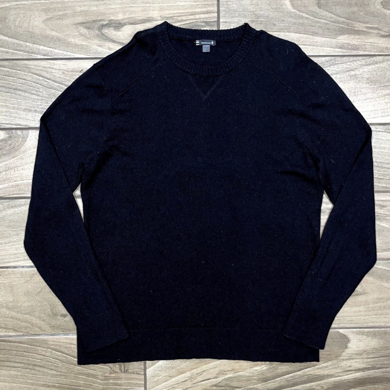 Smartwool Sweater Large Black Merino Blend Knit Crewneck Long Sleeve Hiking