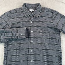 Steven Alan Shirt Men Medium Grey Black Geometric Design Long Sleeve USA Made