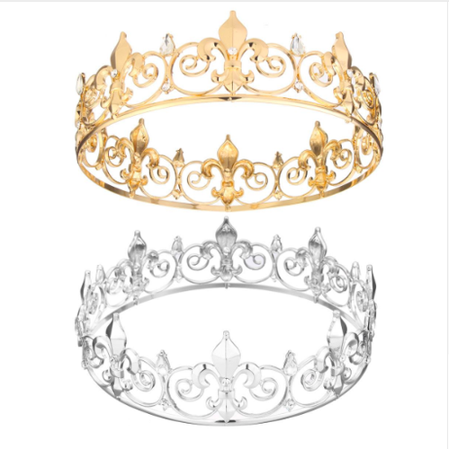 Mens King Crown Prince Medieval Costume imperial Head Wear Gold Silver Royal - Picture 3 of 7