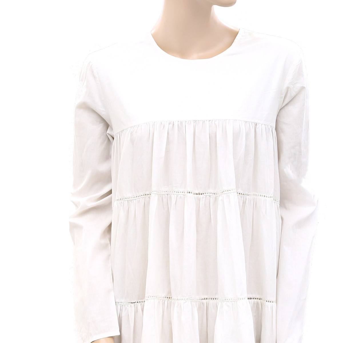 Merlette Essaouira Midi Dress Tiered Long Sleeve Lace Swing Merlette Essaouira Midi Dress Tiered Long Sleeve Lace Swing