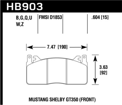 Plaquettes de frein avant Hawk ER-1 POUR 2020 collection Ford Mustang 5,2 L Shelby GT350