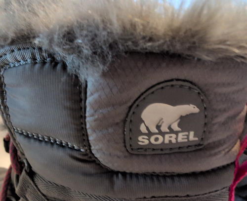 Sorel Youth Girls Pink Grey Whitney Nylon Snow Boots Size US 5 Faux Fur Lined - Picture 6 of 11