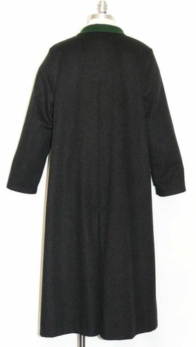 BAUR BLACK COAT Loden WOOL Women Austria WINTER WARM Trench Long Over 16 L B46" - Picture 4 of 8