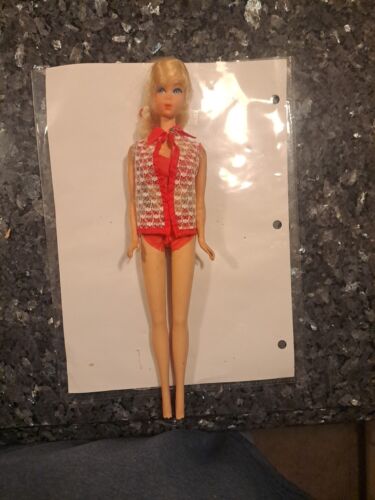 Vintage 1969 Talking (Mute) Barbie Brunette With Original Swimsuit