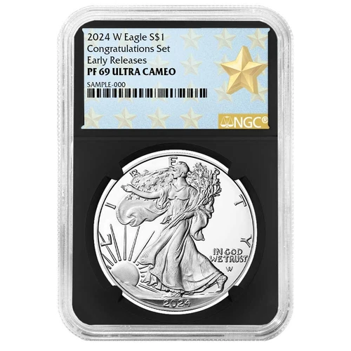 2024-W Proof $1 American Silver Eagle Congratulations Set NGC PF69UC ER West ...