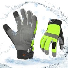 Vgo 1Pair 41℉ Lined Touchscreen Waterproof Winter Work Gloves (SL7584FLWP-GRE)