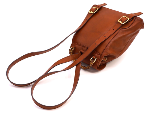 Gucci-Bamboo Backpack Shoulder Bag Purse Cow Leather Brown Vintage Authentic - Picture 3 of 23