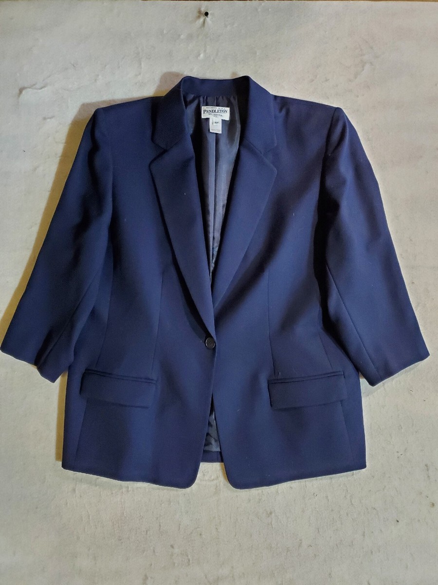 Vintage Pendleton Signature Blazer - Navy Blue Single Button Front