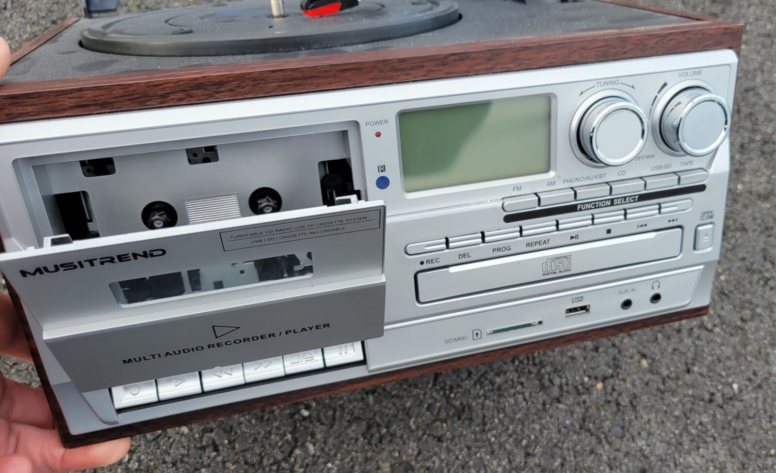 MUSITREND Record Player 9 in 1 3 Speed Bluetooth Vintage Turntable CD