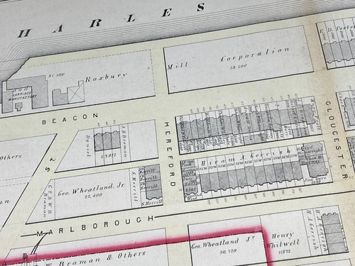 1874 Boston Map Ward 6, BACK BAY Exeter a Parker, Commonwealth, Marl. y baliza - Imagen 6 de 16
