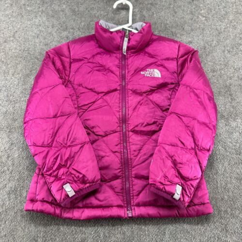 North Face Jacket Youth Girls Small Pink Puffer Full Zip Quilted Lined Down 550