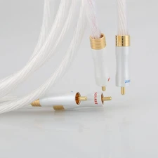 Pair Gold Plated RCA Male Plug Cable HiFi Audio Silver Plated Interconnect Cord