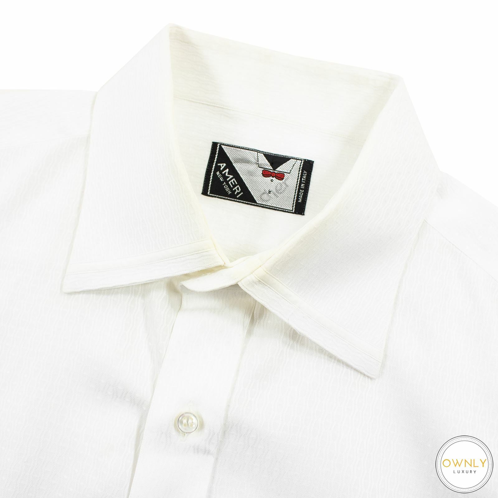 Ameri White Cotton Geometric Jacquard French Cuff… - image 1