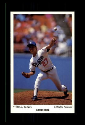 1985 LOS ANGELES DODGERS COCA COLA POSTCARD CARLOS DIAZ NM-M