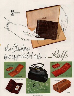 1950 a Rolfs Christmas Wallets Handbags Retro Accessories Print Ad IN STORE SALE