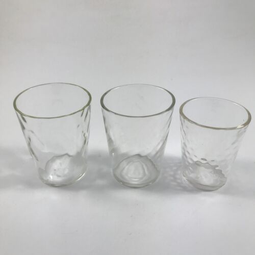 Vintage 3 SCHNAPSGLÄSER / JIGGER AUS MUNDGEBLASENEM GLASOPTIK - 3 verschiedene Designs - Bild 2 von 7