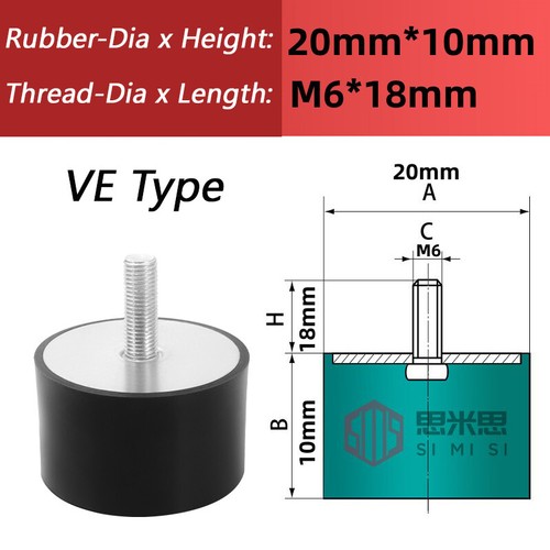 BUFFER Rubber Foot Mount Anti Vibration STOP Male M3 M4 M6 M8 M10 M12 M16 M20 /D - Picture 16 of 68