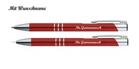 Metall Schreibset Mit Namensgravur - Kugelschreiber + Druckbleistift /Farbe: Rot
