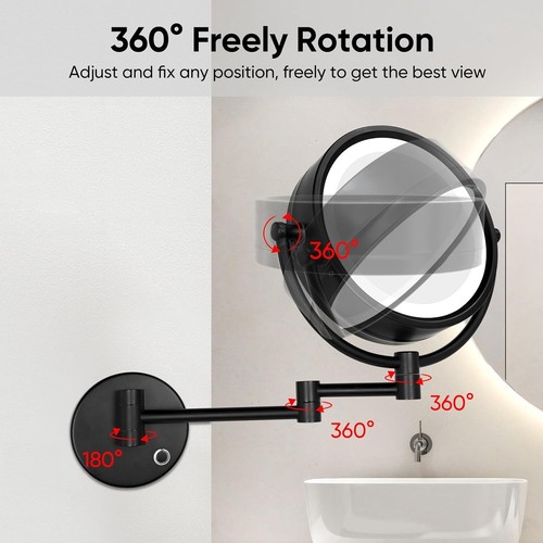 Wall Mounted Hardwired Makeup Mirror with 3 Tones LED Lights 10x Magnifying M... - Picture 6 of 7